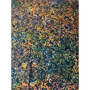 Colorful Batik Fabric 1/2 Yard Cotton With Swirling Floral Design 42" Wide